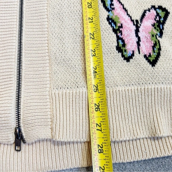 Felt For Every Living Thing Web Knit Sweater Size Large Butterfly Cardigan - Picture 15 of 16